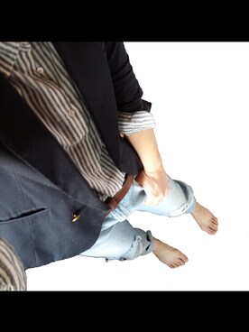 「ROSE BUD（ローズバッド）のぺたんこシューズ（その他シューズ、ブルー系）」を使った、はっち⋆*ೄさん（レディース・158cm）の春コーディネート