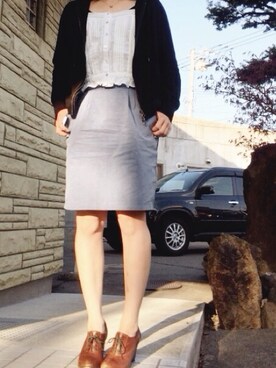 「Ungrid（アングリッド）のキャミ（キャミソール、ホワイト系）」を使った、はっち⋆*ೄさん（レディース・158cm）の春コーディネート