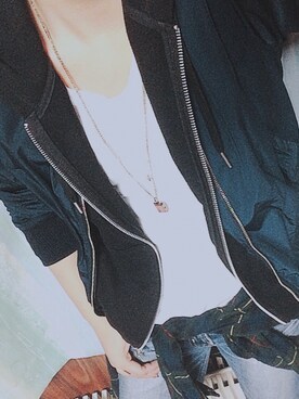 「GU（ジーユー）のアイテム（Tシャツ/カットソー、ホワイト系）」を使った、はっち⋆*ೄさん（レディース・158cm）の冬コーディネート