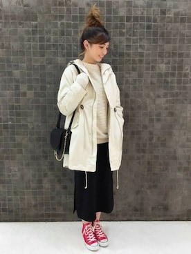 「JEANASIS（ジーナシス）のアイテム（モッズコート）」を使った、JEANASIS 柏マルイ店STAFFさん（レディース・168cm）の冬コーディネート