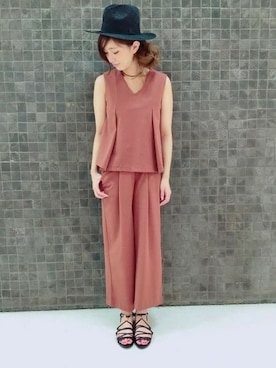 「ペーパーハット」｜「アイテム（オールインワン・サロペット）」を使った、JEANASIS 柏マルイ店STAFFさん（レディース・168cm）の夏コーディネート
