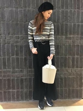 「ジーナシス」｜「アイテム（ハンチング/ベレー帽）」を使った、JEANASIS 柏マルイ店STAFFさん（レディース・168cm）の冬コーディネート