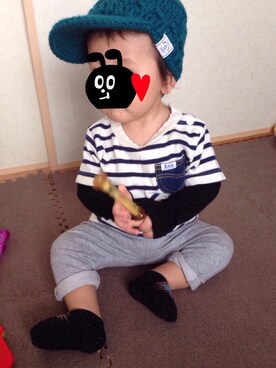 「ボーダーTシャツ」｜aotan☻さん（キッズ・80cm）の春コーディネート