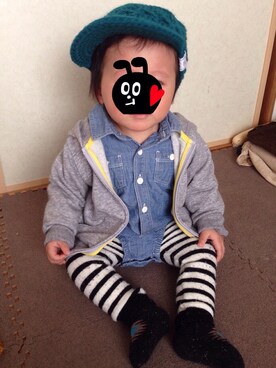 「ロンパース」｜「アイテム（その他アウター）」を使った、aotan☻さん（キッズ・80cm）の春コーディネート