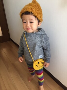 「ニコちゃん」｜「アイテム（ニットキャップ/ビーニー）」を使った、aotan☻さん（キッズ・80cm）の秋コーディネート