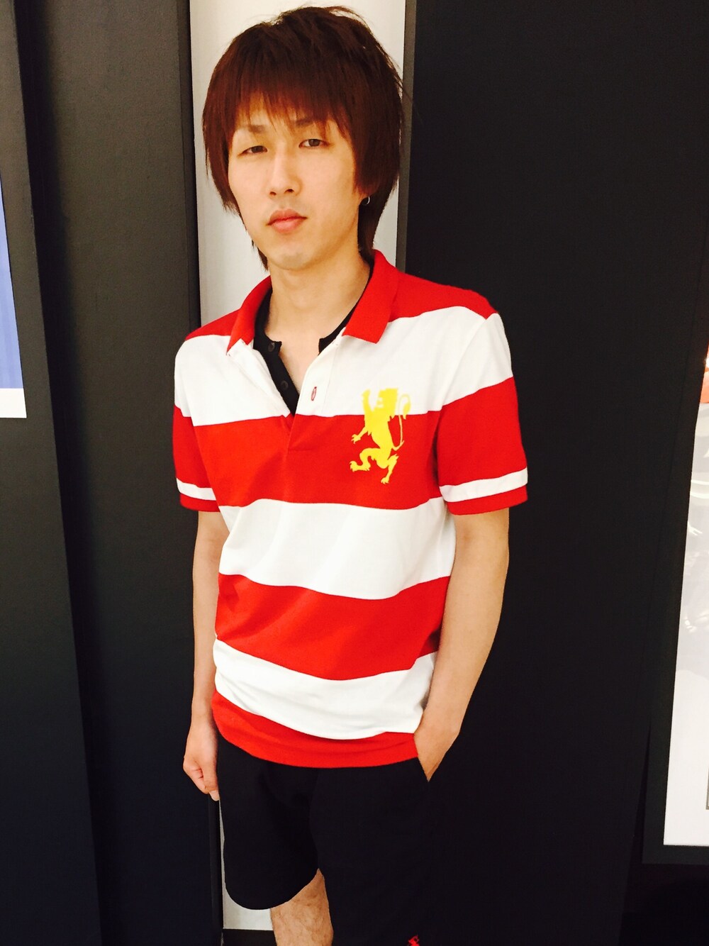 「ポロシャツ、GIORDANO」｜「GIORDANOのアイテム（ポロシャツ、レッド系）」を使った、GIORDANOイオンモール春日部店さん（メンズ・170cm）の夏コーディネートの1枚目の写真