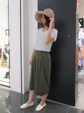 「ガウチョパンツ」｜GIORDANOイオンモール春日部店さん（レディース・158cm）の夏コーディネート