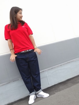 「アイテム（ポロシャツ）」を使った、MITSUWOさん（レディース・156cm）の夏コーディネート