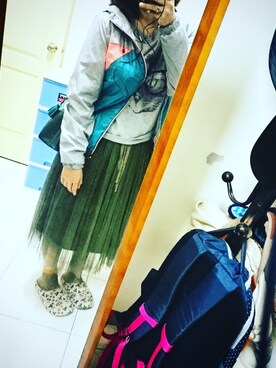 「PULL&BEAR（プルアンドベア）のアイテム（スタジャン）」を使った、Jill Chenさん（レディース・158cm）の春コーディネート