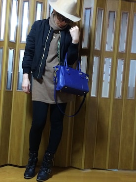 「chanel」｜「アイテム（ブルゾン）」を使った、S¨̮*✩さん（レディース・160cm）の冬コーディネート