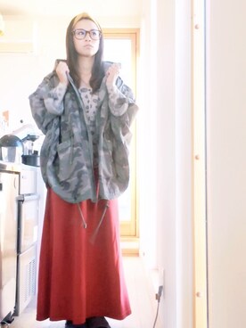 「AS as know as（エーエス アズノウアズ）のアイテム（ミリタリージャケット）」を使った、かおてぃさん（レディース・153cm）の秋コーディネート