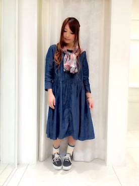 「デニムワンピ」｜yumiさん（レディース・154cm）の冬コーディネート