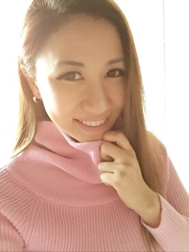 「nina mew（ニーナミュウ）のアイテム（トップス、ピンク系）」を使った、Akiさん（レディース・162cm）の冬コーディネート