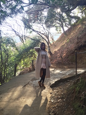 「CELINE（セリーヌ）のアイテム（ダウンジャケット/コート）」を使った、Akiさん（レディース・162cm）の冬コーディネート