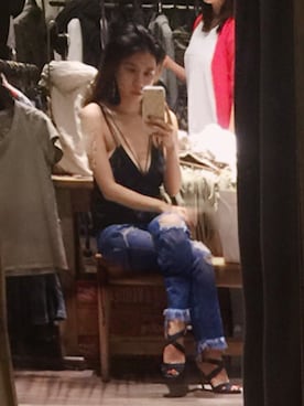 「alexanderwang（アレキサンダーワン）のアイテム（トップス、ブラック系）」を使った、Akiさん（レディース・162cm）の夏コーディネート