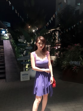 「FREE PEOPLE（フリーピープル）のアイテム（ワンピース、パープル系）」を使った、Akiさん（レディース・162cm）の夏コーディネート