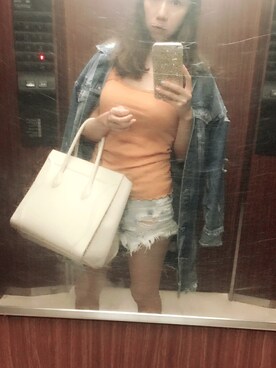 「goa（ゴア）のアイテム（Tシャツ/カットソー、オレンジ系）」を使った、Akiさん（レディース・162cm）の夏コーディネート