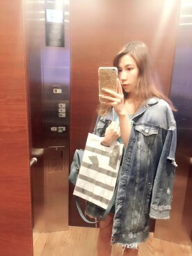 「ZARA（ザラ）のアイテム（ジャケット/アウター、ブルー系）」を使った、Akiさん（レディース・162cm）の秋コーディネート