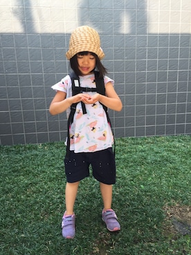 「fafa（フェフェ）のアイテム（Tシャツ/カットソー）」を使った、ののさん（キッズ・110cm）の夏コーディネート