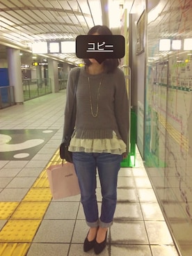 「AS KNOW AS plus（アズノゥアズプラス）のアイテム（パンプス）」を使った、ぽぬこさん（レディース・153cm）の秋コーディネート