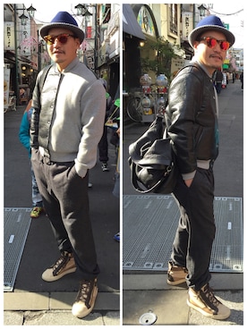 「alexanderwang（アレキサンダーワン）のアイテム（ライダースジャケット）」を使った、Tamarartさん（メンズ・176cm）の冬コーディネート