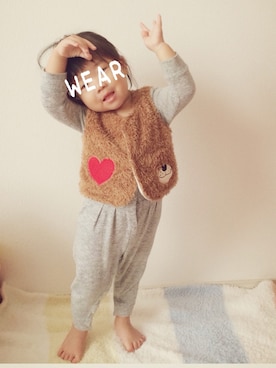 「部屋着」｜「アイテム（オールインワン・サロペット）」を使った、koha09さん（キッズ・90cm）の秋コーディネート