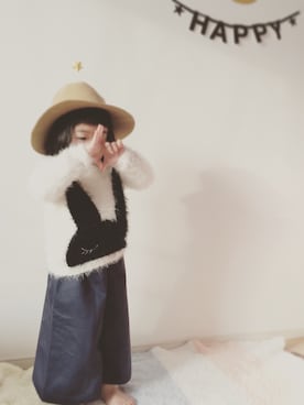 「2歳3ヶ月」｜「アイテム（ニット/セーター）」を使った、koha09さん（キッズ・90cm）の冬コーディネート