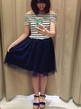 「marble（マーブル）のアイテム」を使った、入江桜子さん（レディース・160cm）の夏コーディネート