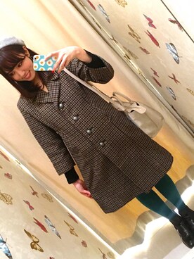 「レトロ」｜「アイテム（ダウンジャケット/コート）」を使った、入江桜子さん（レディース・160cm）の秋コーディネート