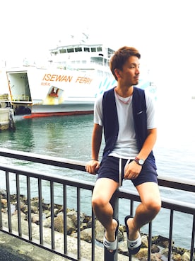 「BACK NUMBER（バックナンバー）のアイテム（ベスト）」を使った、H.Jさん（メンズ・173cm）の夏コーディネート