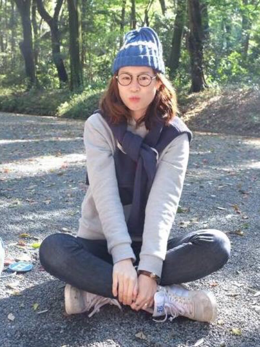 「明治神宮、sunshine、Country Girl、spring、holiday、Mori japan、forest、girly  style 、hoodie、Japan」｜「POLO RALPH LAURENのアイテム（ニット/セーター、ブルー系）」を使った、nomadisaさん（レディース・169cm）の春コーディネートの1枚目の写真