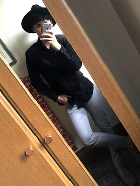 「GLOBAL WORK（グローバルワーク）のフェルトロングブリムハット/705078（ハット）」を使った、だいちゃんさん（メンズ・180cm）の春コーディネート