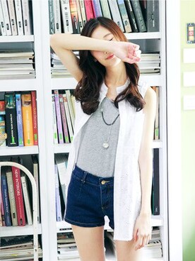 「足長効果」｜「アイテム（その他）」を使った、OB嚴選さん（レディース・166cm）の夏コーディネート
