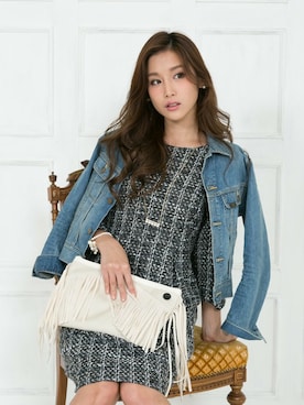 「アイテム（バッグ、ホワイト系）」を使った、Momocoさん（レディース・150cm）の秋コーディネート