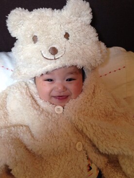 「赤ちゃん」｜「アイテム（ポンチョ）」を使った、kouさん（キッズ・60cm）の冬コーディネート