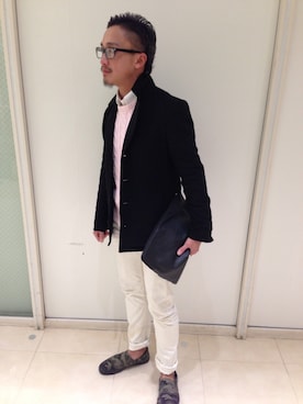 「DOWBL（ダブル）のアイテム（チェスターコート）」を使った、kouさん（メンズ・170cm）の冬コーディネート