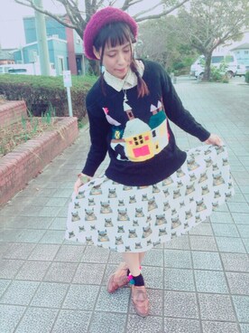 「アイテム（ブーティ、オレンジ系）」を使った、Yさん（レディース・161cm）の秋コーディネート