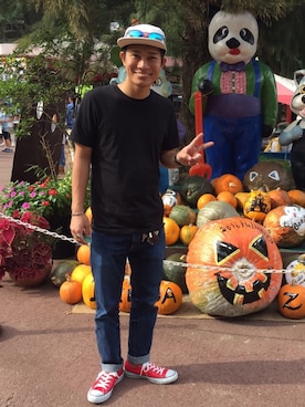 「halloween」｜「アイテム（キャップ）」を使った、dodoさん（メンズ・165cm）の秋コーディネート