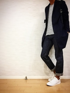 「A.P.C.」｜「アイテム（チェスターコート）」を使った、Omi.さん（メンズ・181cm）の秋コーディネート