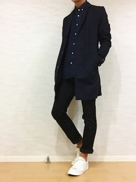 「Steven Alan」｜「アイテム（チェスターコート）」を使った、Omi.さん（メンズ・181cm）の冬コーディネート