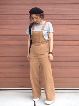 「179/WG（イチナナキュウダブルジー）のアイテム（サロペット/オーバーオール）」を使った、tabaさん（レディース・158cm）の秋コーディネート