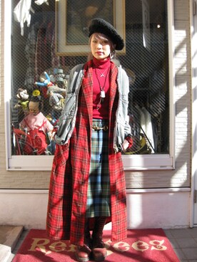 「blackmeans（ブラックミーンズ）のアイテム（デニムジャケット）」を使った、Refugeesmarinaさん（レディース・154cm）の冬コーディネート