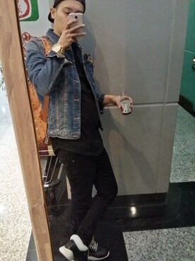 「rick owens X adidas（スニーカー、ブラック系）」を使った、負心漢さん（メンズ・178cm）の春コーディネート