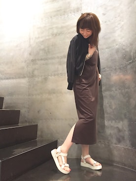 「ペタンコ靴」｜「アイテム（ブルゾン）」を使った、sa_kiさん（レディース・170cm）の春コーディネート
