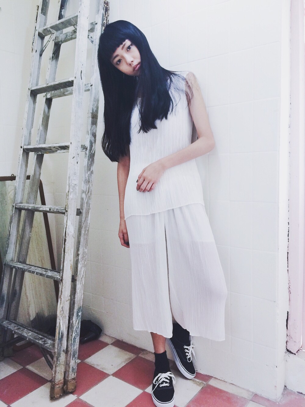「all white、zeroselectshop、零。、ootd、outfit」｜「零。のアイテム（その他トップス、ホワイト系）」を使った、zeroさん（レディース・166cm）の夏コーディネートの1枚目の写真