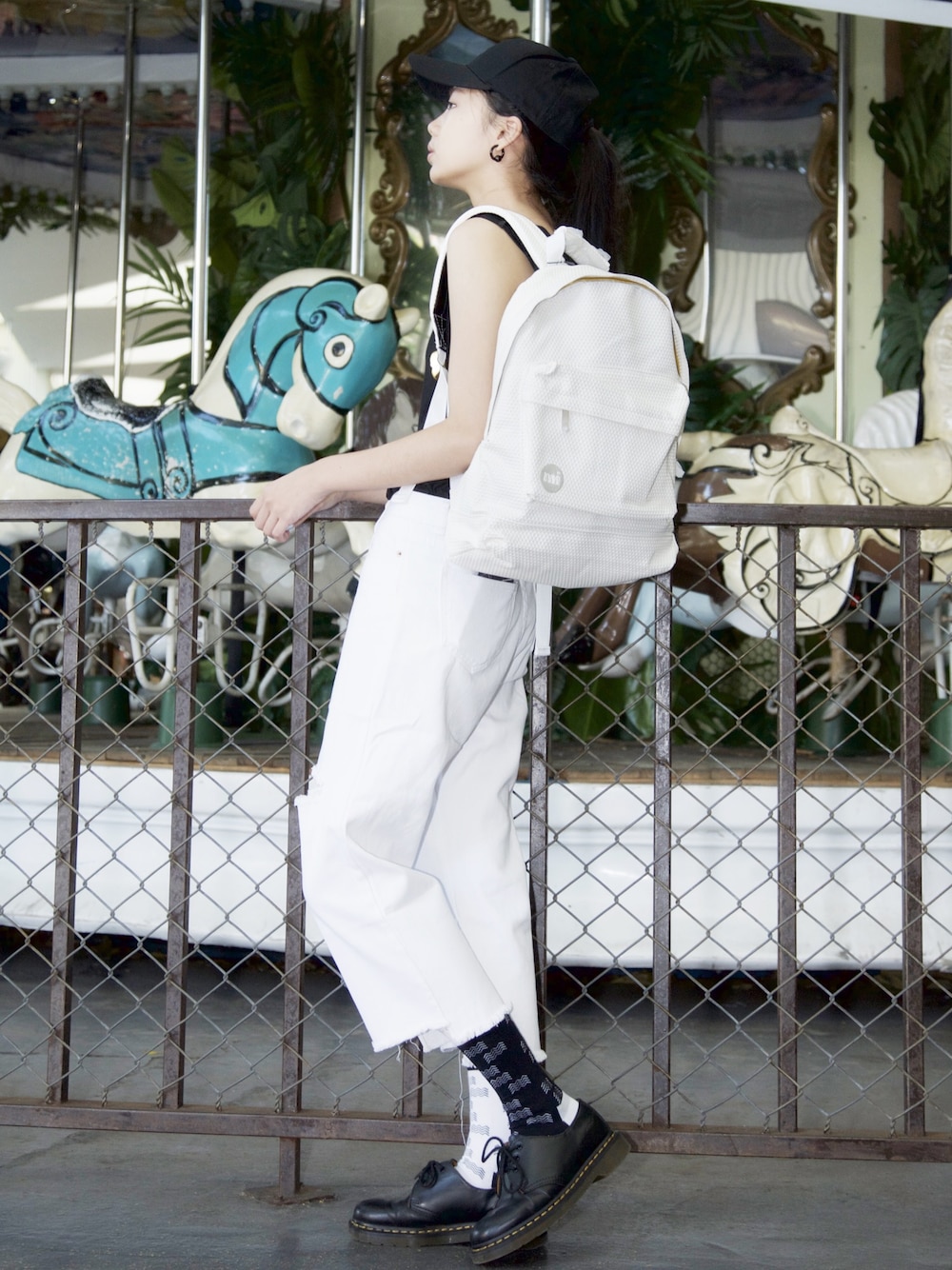 「ootd、outfit、zeroselectshop、odd pears Taiwan、mi-pac Taiwan」｜「Mi-Pac Taiwanのアイテム（バックパック/リュック、ホワイト系）」を使った、zeroさん（レディース・166cm）の夏コーディネートの1枚目の写真