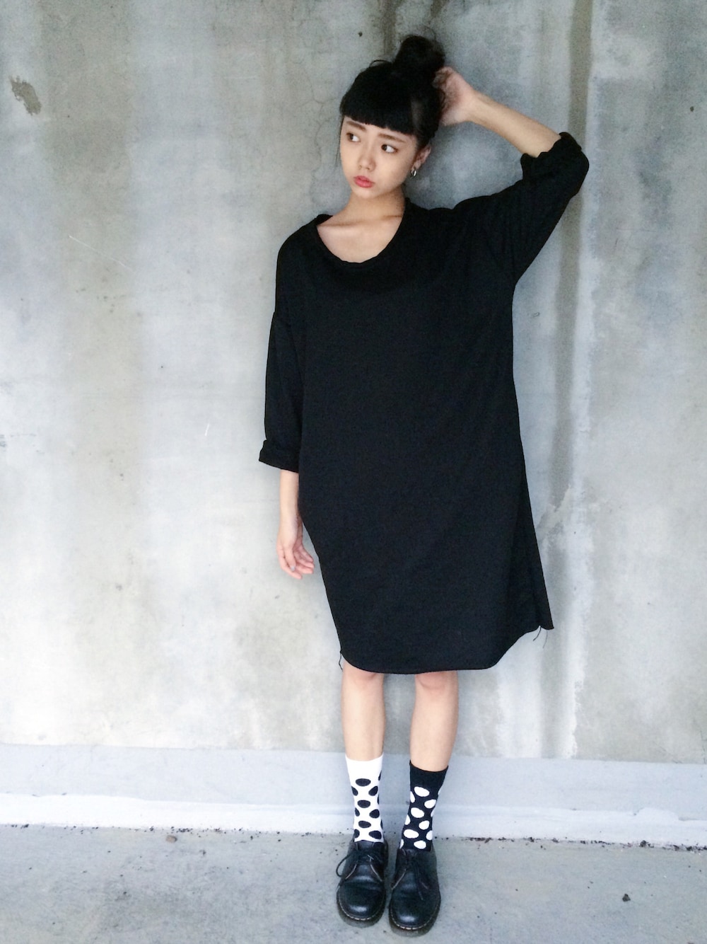 「ootd、outfit、ALL BLACK、dot、white&black、zeroselectshop、零。」｜「零。のアイテム（その他トップス、ブラック系）」を使った、zeroさん（レディース・166cm）の夏コーディネートの1枚目の写真