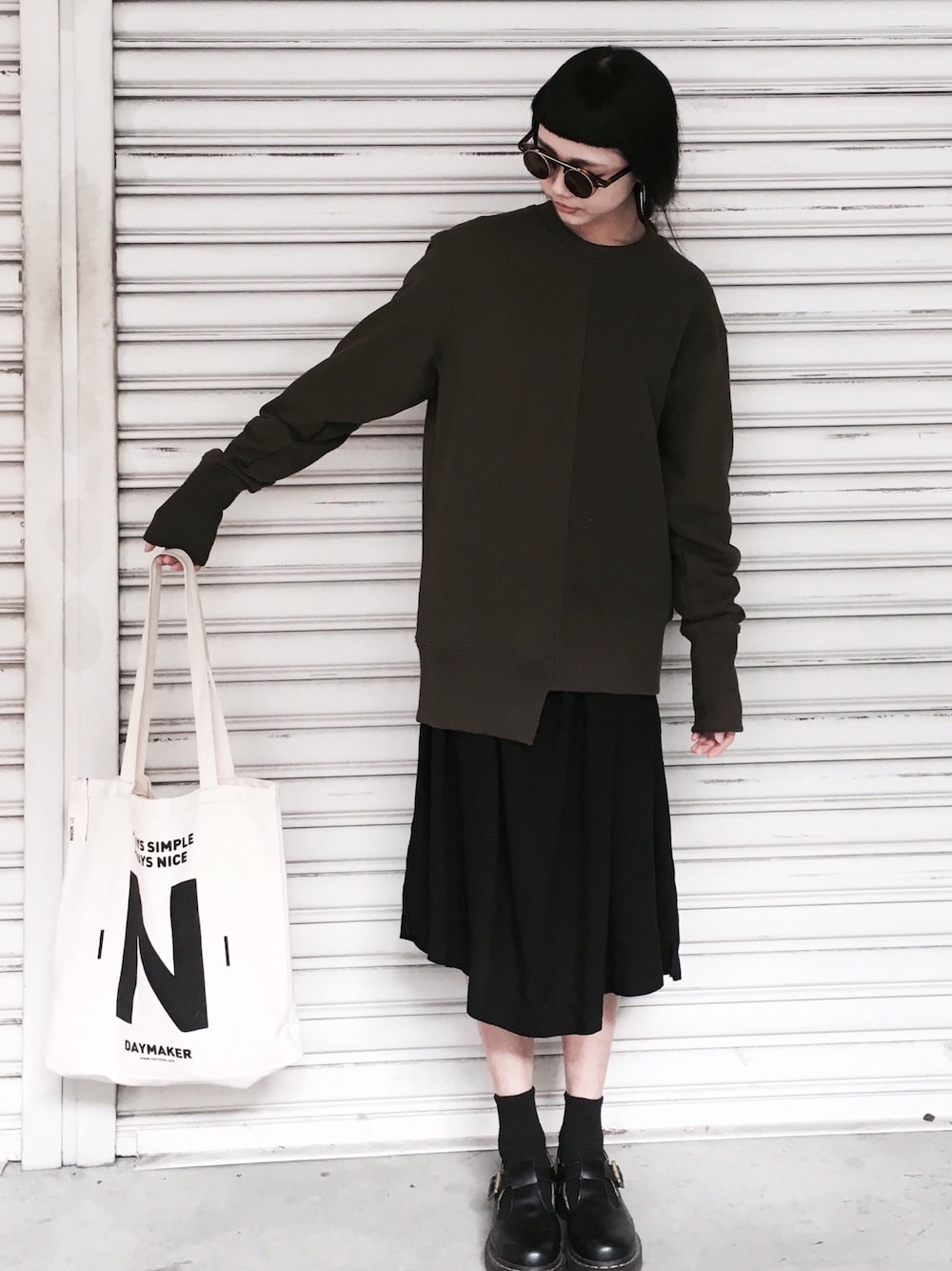 「NOHANT、zero、zeroselectshop、零。、Dr.Martens、NORM」｜「Dr. Martensのアイテム（シューズ、ブラック系）」を使った、zeroさん（レディース・166cm）の冬コーディネートの1枚目の写真
