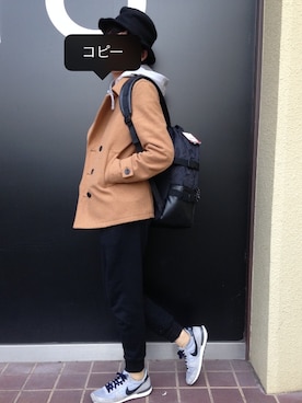 「アイテム（ピーコート、ベージュ系）」を使った、ゆうたろうさん（メンズ・176cm）の冬コーディネート