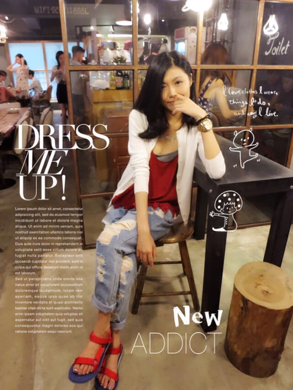 「Tevaのアイテム（サンダル、レッド系）」を使った、盧小桃さん（レディース・165cm）の夏コーディネートの1枚目の写真
